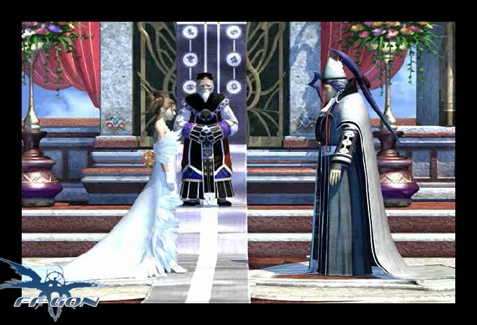 Meeting Yuna at the altar in her white dress.