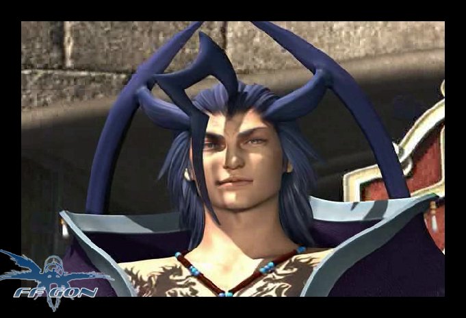 Looking at Yuna. He was at the Blitzball game.